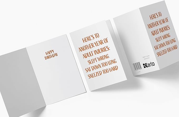 Karto Funny Birthday Card for Men Women - Large 5.5x8.5 inch Happy Birthday Cards for Mom Dad Brother Sister - 30th 40th 50th 60th 70th - Injuries