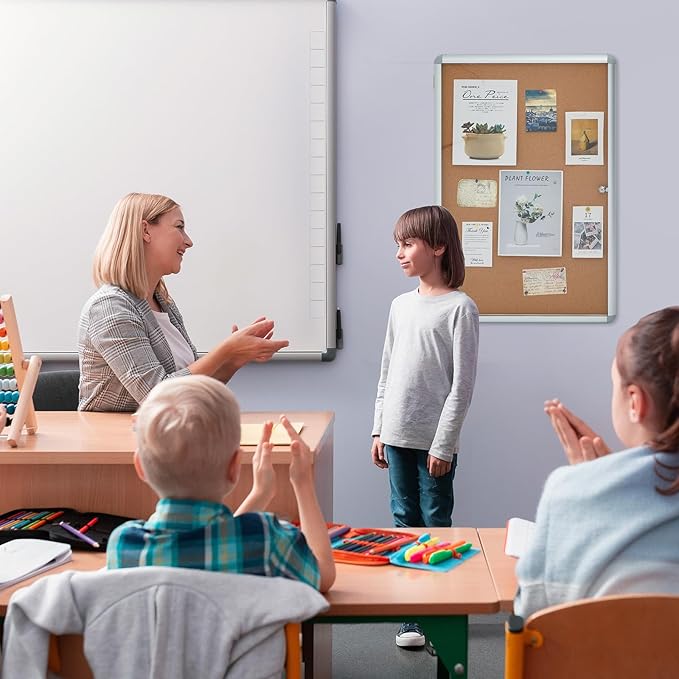 Geetery Enclosed Fabric Bulletin Board Tamperproof Lockable Noticeboard Fabric&Aluminium Frame Display Cases Wall-Mounted Display Case for School, Office - Secure,Durable Design(36 x 24 Inch,Yellow)