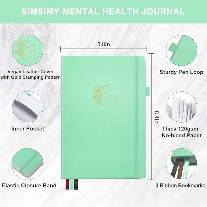 Mental Health Journal, 91-Day Self Care Journal for Women Men, Guided Anxiety & Stress Relief Journal with Mood Tracker, Cognitive Behavioral Therapy Journaling with Mental Health Coloring Pages & Dream Log