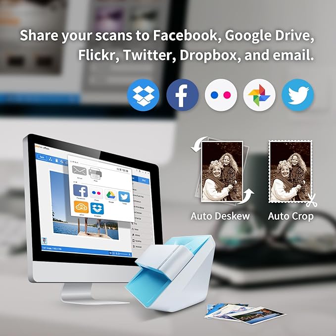 Plustek Photo Scanner ePhoto Z300, Scans 4x6 inch Photos in 2 Seconds, Auto crop and deskew with CCD Sensor, Supports Mac and PC