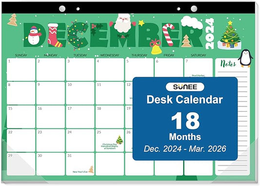 SUNEE 2024-2025 Desk Pad Calendar 17x12, 18 Months, Jan 2024 - June 2025, Academic Desk Blotter Calendar, School Year Large Calendar for Teacher