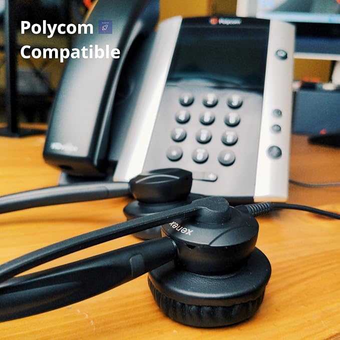 Polycom Compatible XS 825 Direct Connect Headset, Inteli Cord, Poly SoundPoint Phones: IP450, IP501, IP550, IP560, IP601, IP650, IP670, VVX300, VVX310, VVX400s, VVX500, VVX600, VVX1500, CX300, CX600