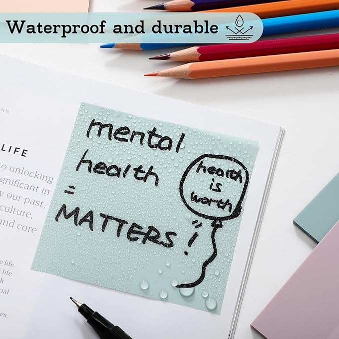 [1000 Sheets] Transparent Sticky Notes, 3x3 inch Pastel Color Clear Sticky Notes, Self-Adhesive Waterproof Translucent Sticky Notes in 7 Vintage Colors for School and Office Supplies, Bible Tabs