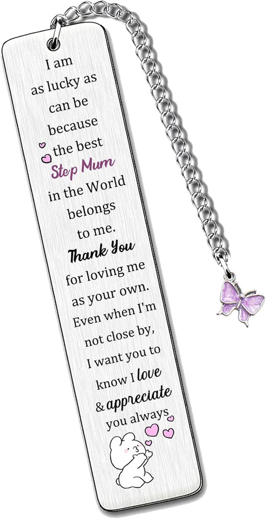 Step Mom Bookmarks Mothers Day Gifts Bookmarker Birthday Retirement Appreciate Love Quote Engraved Keepsakes Mommy Thank You for Loving Me as Your Own Christmas Thanksgiving Women Book Lover Accessory