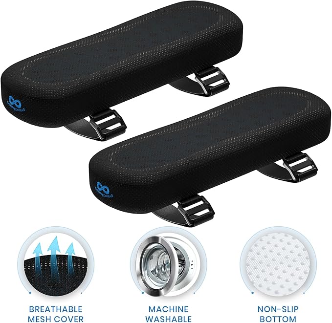 Office Chair Arm Pads - Soft & Comfortable Arm Rest Cover Elbow & Forearm Support - Memory Foam Arm Rest for Desk Chair & Gaming Chair Armrest Pads