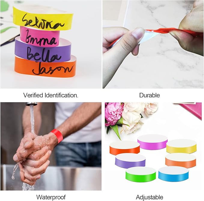 1400 Pack Wristbands for Events Paper Wristbands Waterproof Paper Bracelets Neon Wrist Bands Colored Wristbands Adhesive Hand Bands Armbands for Concerts(Green)