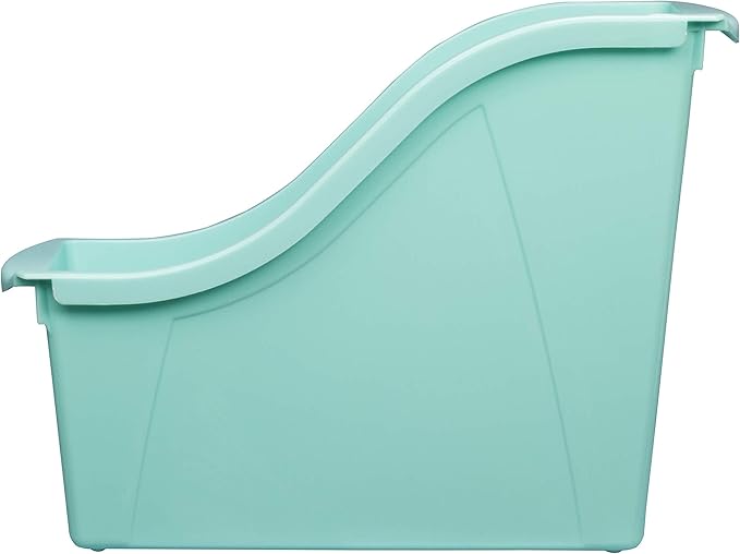 Storex Small Book Bin, Linking Storage Bin, Dry Erase Surface, 11.75" x 8.5" x 4.5" STEM Turquoise (Pack of 6)