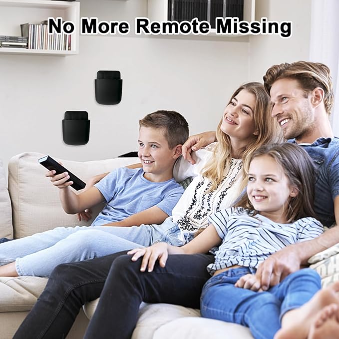 3 Pcs Remote Control Holder, Wall Mount Pen Holder Hole-Free Self Adhesive Phone Charging Organizer Pencil Storage Containers for Home Office School Supply Orgaizer (Black