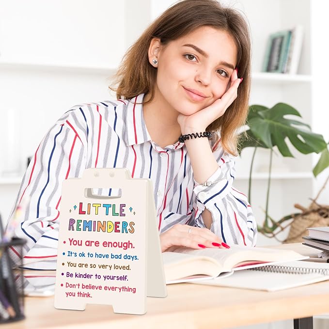 Office Desk Accessories Women Office Workspace Cubicle Decor Teacher Counselor Office Essential Little Reminders You Are Enough Mental Health Coworker Associates Christmas Inspirational Gift Beige