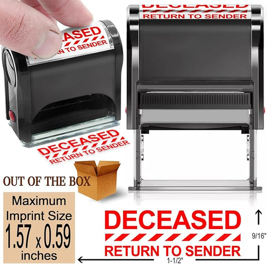 Return to Sender Stamps Office Stamps Self Inking for Business Supplies Custom Personalized Business Deceased Return to Sender Stamps for Office Supplies Red(Deceased Return to Sender)