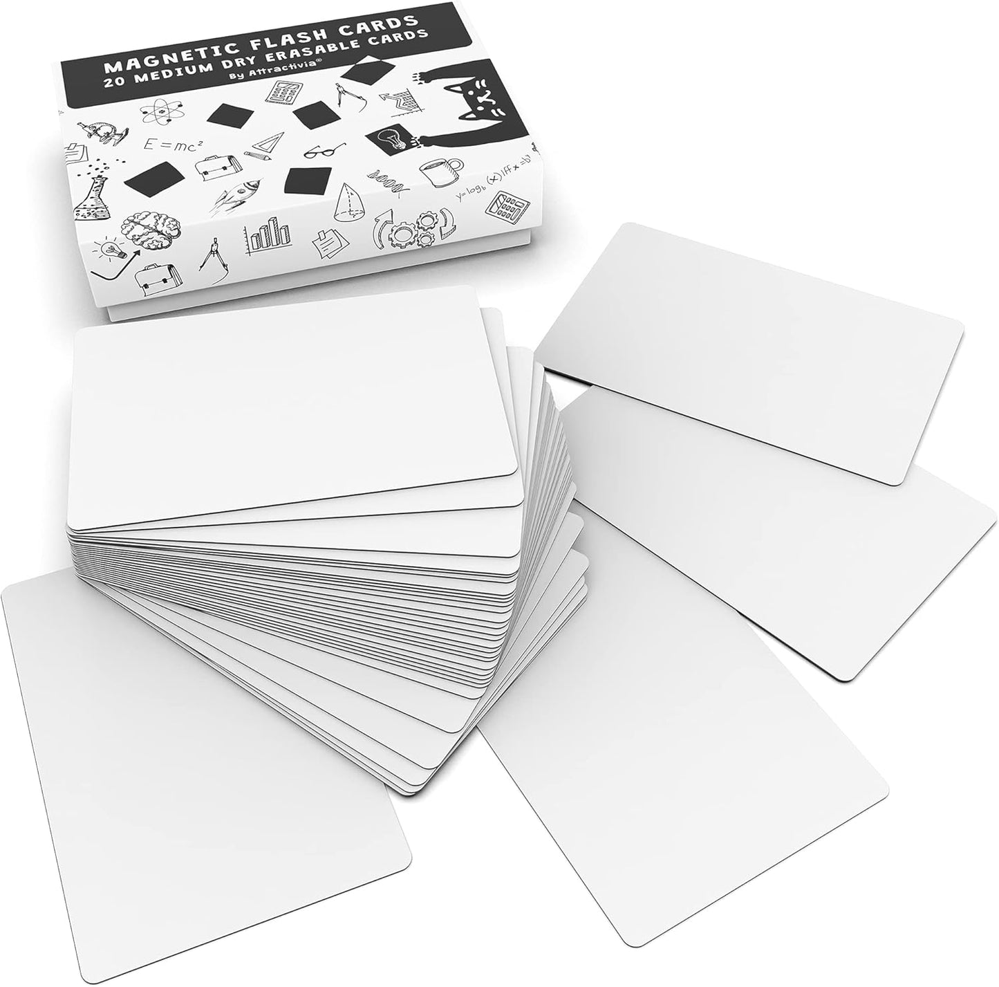 Dry Erase Magnetic Labels 3.7 x 2.8 in, Medium Dry Erase Magnets, 20-Pack, White Erasable Write-On All-Purpose Labels, for Office, Education, Home, Whiteboard