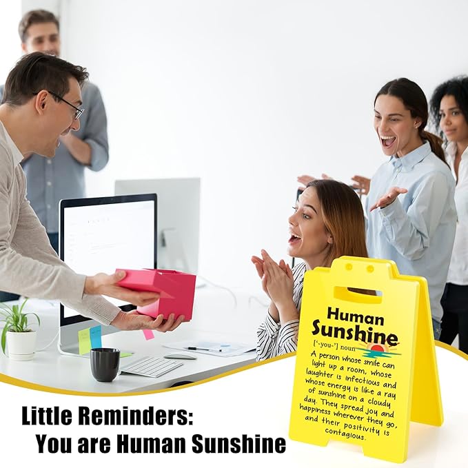MBL Appreciation Sunshine Gifts Coworker - Human Sunshine Desk Sign, Thoughtful Thank You Gifts for Women Boss Lady Teacher Friend Birthday Christmas White Elephant, Office Cubicle Decor Sign