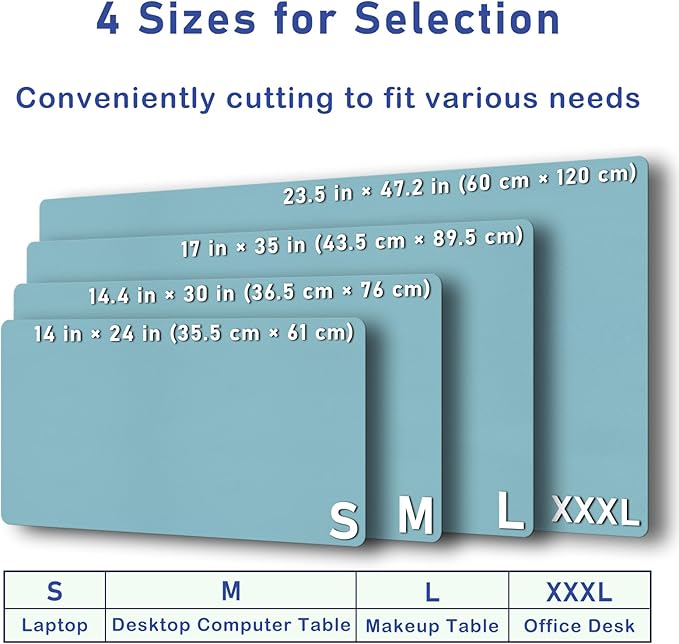 Boutilon Leather Desk Pad 30" x14",Non-Slip Mouse Pad,Office Desk Mat,Waterprooft PU Leather Desk Blotter,Desk Pad Protector,Desk Writing Pad for Home Office Decor (M-Light Blue)