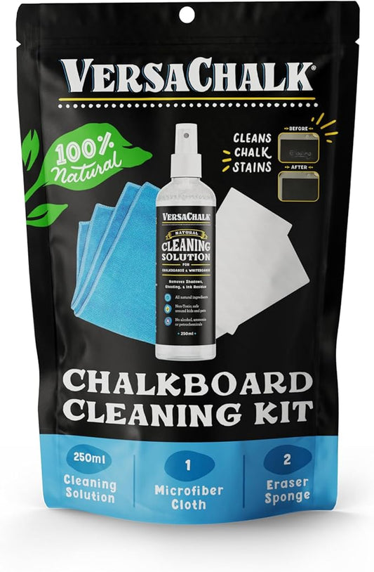 VersaChalk 100% Natural Chalkboard Dry Erase Cleaner Spray 250 mL - Erase Liquid Chalk Markers Ink - For Chalkboard, Whiteboard, and Dry Erase Surfaces