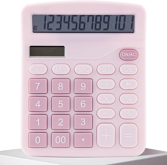 Golcellia Calculators Desktop, Pink Calculator, Cute Calculator 12 Digit Desk Calculator Large Display, Dual Power Solar Battery, Office Home School Supplies for Adults & Students