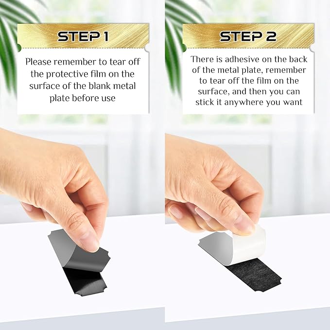 Therwen 30 Pcs Name Plates Laser Engraved Brushed Stainless Steel Plate Personalized Plaque Blank Custom Name Tag Frame Label with Adhesive Backing(Black Multi Shape,1''x 3'')