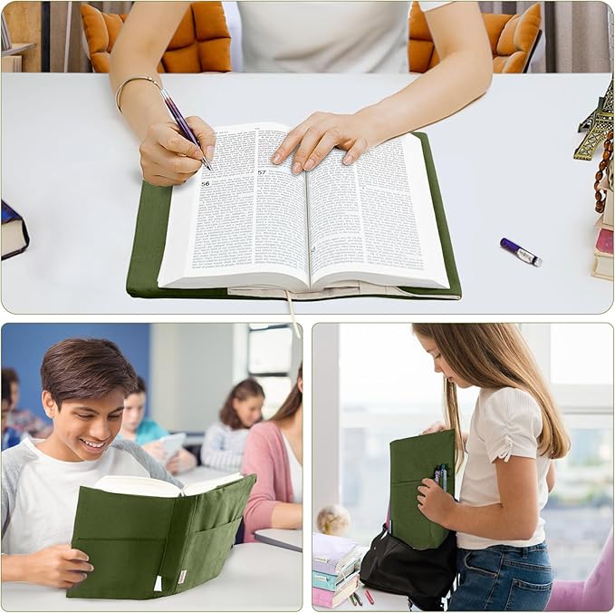 Canvas Book Covers, Washable Book Protector, Book Cover for Paperback Novels, Adjustable Book Cover for Hardcover with Pockets for Pen, Soft Cover Books, Book Lovers Gifts