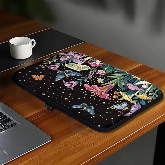 Butterfly Flower Laptop Sleeve for Women 15 inch Lap Top Case Portable Laptop Protector Zippered Pouches with Humanize Design Computer Carrying Case Star Briefcase