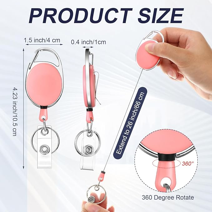 Honoson Heavy Duty Retractable Badge Reels Batch ID Badge Holder Retractable Clip Bulk Card Key Holder with Ring for Office Worker Employee, Doctor Nurse Gifts(Multicolor,50 Pcs)