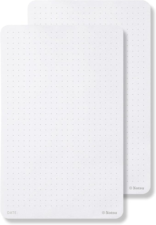 Notsu Dot Grid Small Desk Notepad 2 Pack | Minimalist Dotted Memo Note Pads with Premium Thick Paper, 3.9" x 6.3"
