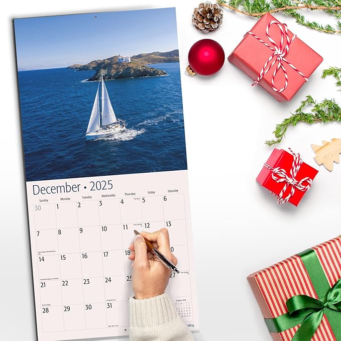 RED EMBER Sailing 2025 Wall Calendar 12 Month | 12" x 24" Open | Thick & Sturdy Paper | Giftable | Calendar 2025