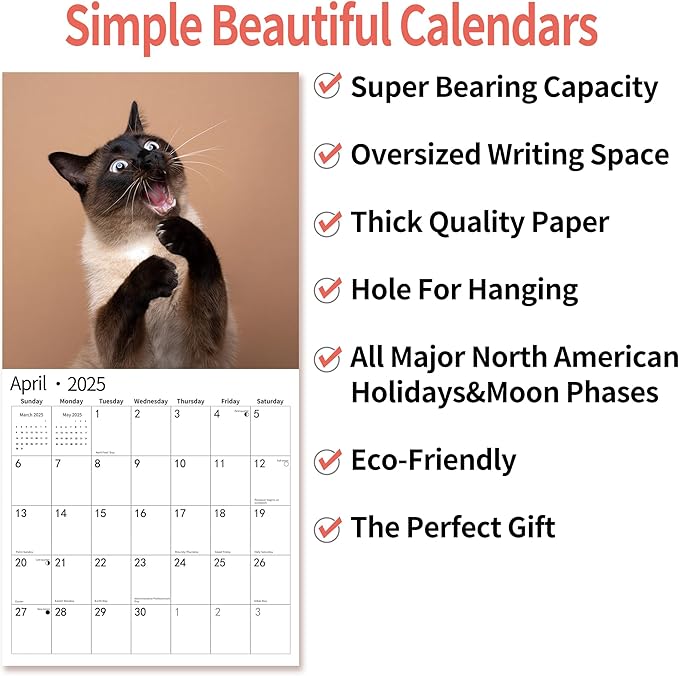 2025 Wall Calendar,Funny Calendar 2025, November 2024 - December 2025, Wall Calendar Funny Animal Memes, 12" x 24" Opened, Full Page 14 Months Thick Paper for Gift Calendar Organizing Planning
