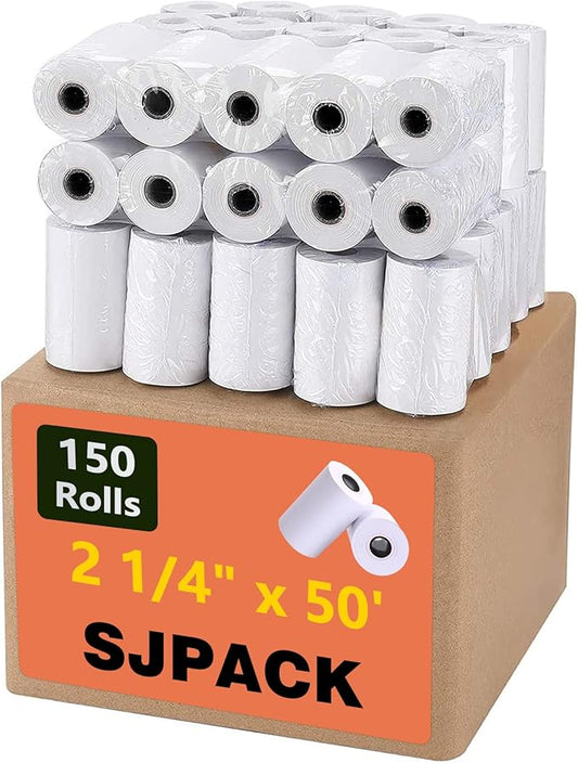 Thermal Paper 2 1/4" x 50' Pos Receipt Paper, 150 rolls Cash Register Roll (150 Rolls / 1 Cartons)
