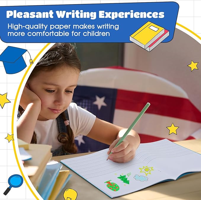 Henoyso 12 Pcs Primary Composition Notebook K-2 9 3/4 x 7 1/2 Inch Primary Journal Blank Writing Book for Kid to Write Draw and Journal 60 Page Notebook Back to School Supplies (Mixed Color)