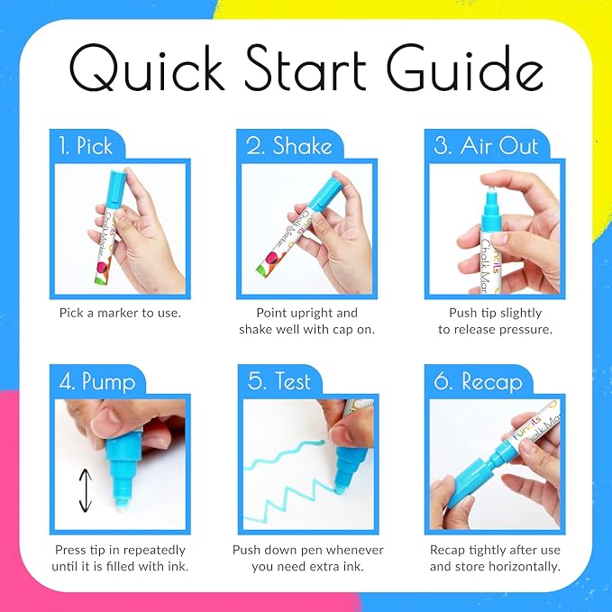 8 Washable Window Markers for Cars - 15mm Jumbo Colored Pens - Neon Paint Chalk Markers for Glass, Chalkboard, Blackboard, Bistro, Menu Board - Chalk Pens for Teachers, Kids, Businesses