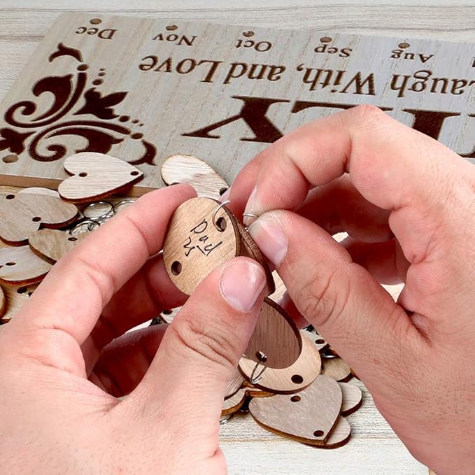 Gifts for Mom Grandma to Remember Family Birthdays, Joy-Leo Wooden Family Birthday Reminder Calendar Board with 100 Wood Tags, Decorative Birthday Tracker Plaque Wall Hanging, Model JL01