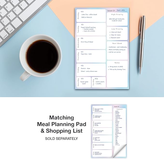 Global Printed Products 6" x 9" Vertical to-Do List and Weekly Planning Pad, 60-Sheets, Pastel