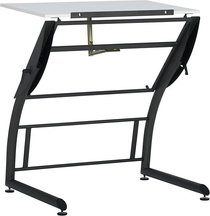 SD STUDIO DESIGNS Triflex Drawing Table, Sit to Stand Up Adjustable Office Home Computer Desk, 35.25" W X 23.5" D, Charcoal Black/White