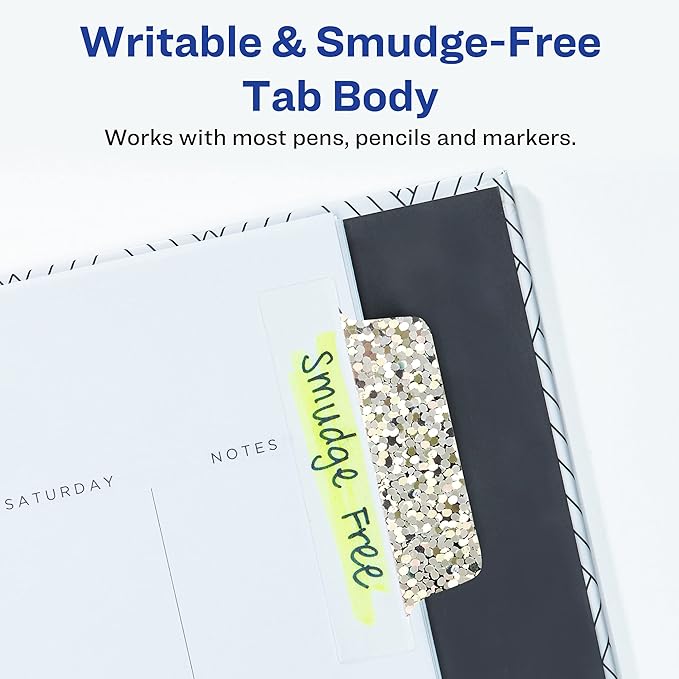 Avery Ultra Tabs Luxe Collection, 2.5" x 1" Margin Tabs, Holographic Iridescent Designs, 16 Repositionable Page Tabs (74179)