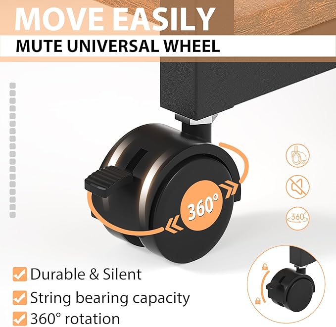 Under Desk Printer Stand, 2-Tier 16.5''x 12.6''x 14.8'' Rolling Printer Stand Storage Shelves for Printer, Scanner, Fax Machine, Files, Books with Anti-Skid Feet for Home, Office, Brown