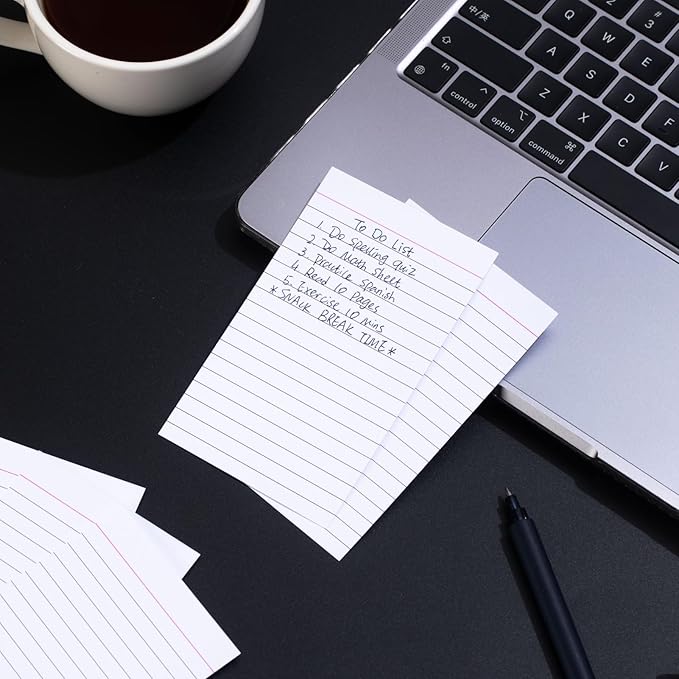 Vertical Ruled Index Cards 3 X 5 Flashcards Double Sided Lined Notecards Heavy Weight Ruled Checklist Card Thick Recipe Cards for Studying, School, Home and Office（White,200 Count）