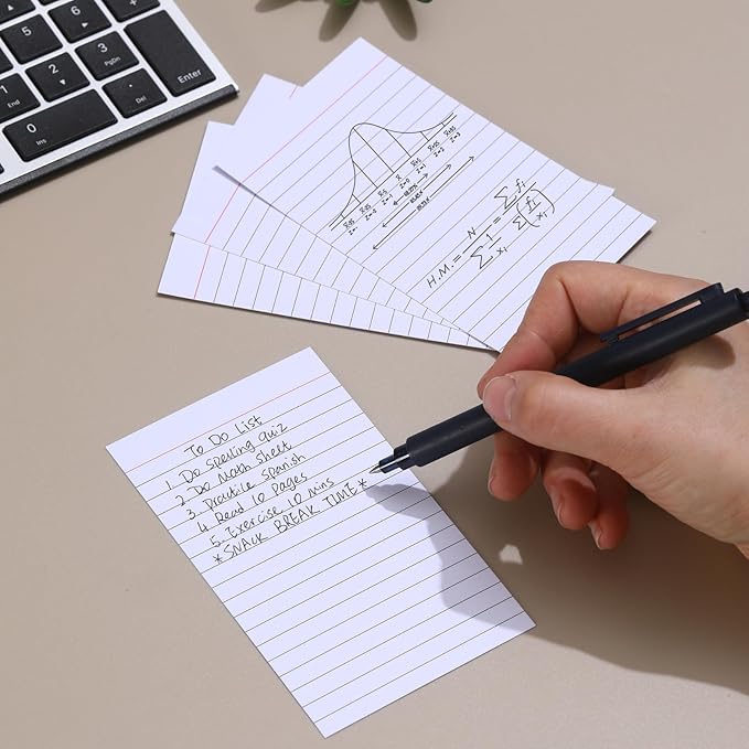 Vertical Ruled Index Cards 3 X 5 Flashcards Double Sided Lined Notecards Heavy Weight Ruled Checklist Card Thick Recipe Cards for Studying, School, Home and Office（White,200 Count）