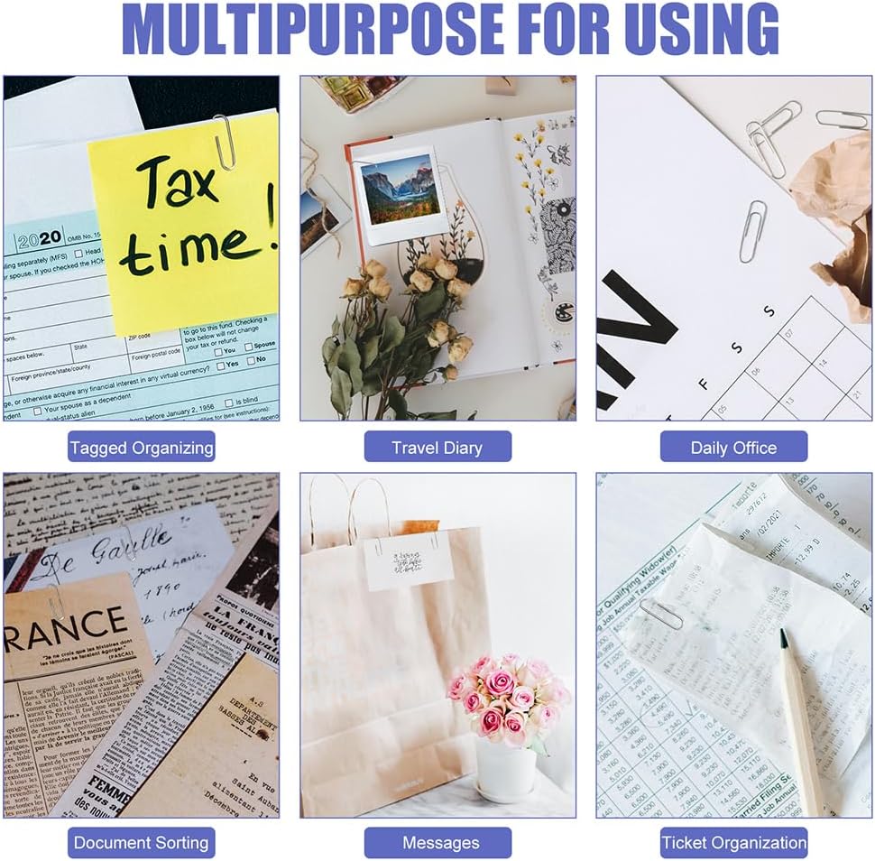 Paper Clips, 500 Pcs Assorted-Size Paperclips, Premium Silver Paperclip Large Medium and Small, Rustproof Metal Paper Clips for Office, School, Home