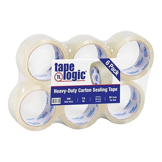 Aviditi Tape Logic 2 Inch x 55 Yard 3.5 Mil Clear, Heavy Duty Acrylic Packing Tape, 6 Pack, Perfect for Packing, Shipping, Moving, Home and Office (T9013506PK)
