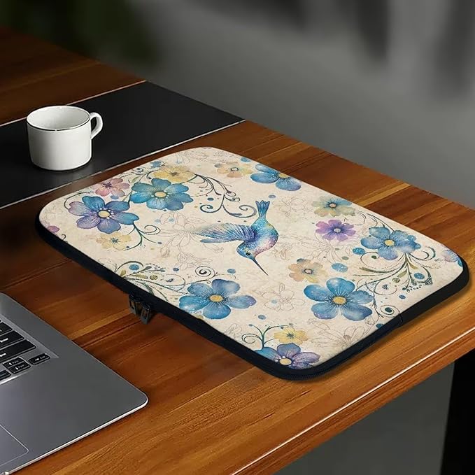 Hummingbird Printed Laptop Case Bag 13 Inch, Floral Printed Computer Bag Portable Laptop Sleeve for Boys, Easy to Carry Laptop Briefcase Work Bag Compatible with Most Laptops