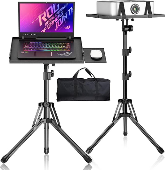 Projector Stand Tripod, Adjustable Height 26 to 56 Inch Laptop Tripod, Laptop Stand with Mouse Tray, Foldable Tripod for Projector with Carry Bag, Portable Podium Stand for Office, Home, Stage, DJ