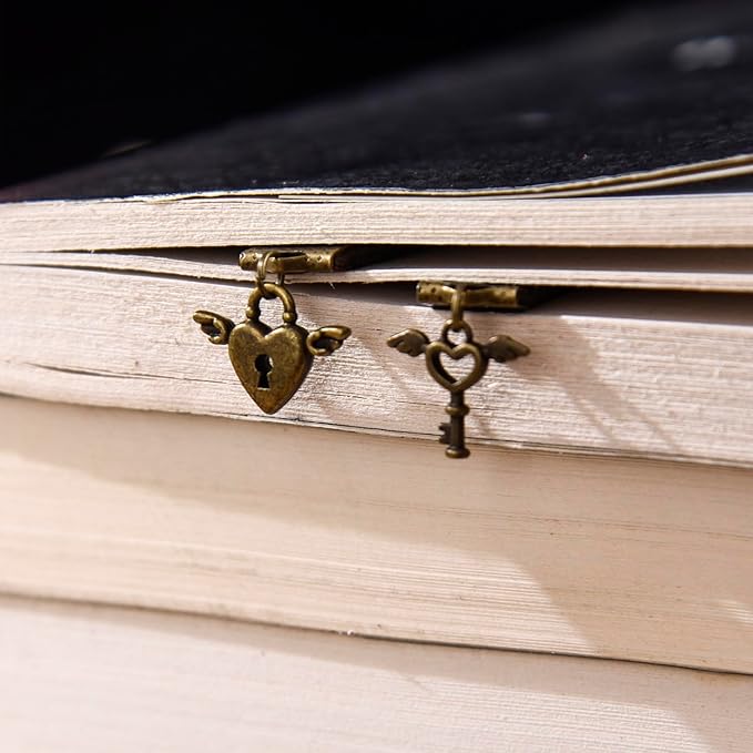 Bookmarks, Handmade Retro Lovers Love Lock Bookmark with Long Leather Straps, Elegant Reading Companion for Readers and Book Lovers (Style 21)