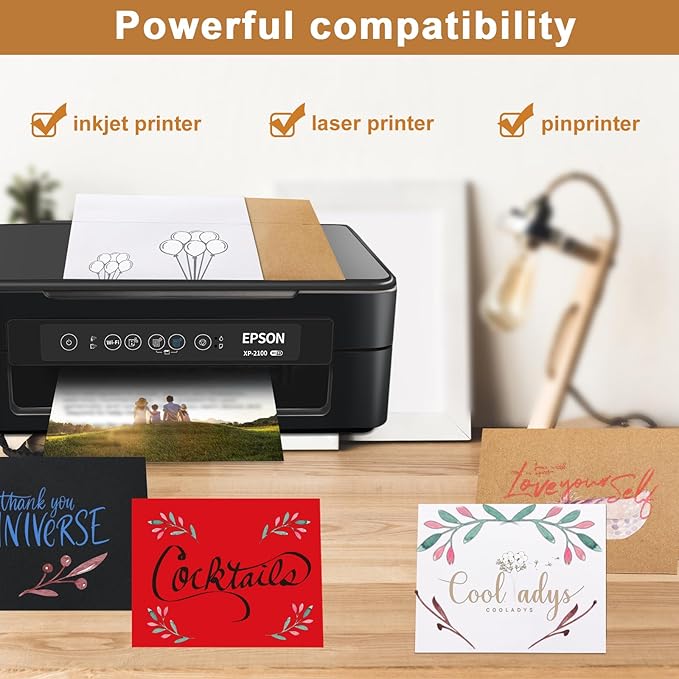 White Blank Flat Cards and Envelopes 4 x 6 Heavyweight Single Panel Cardstock and A4 Envelopes Printable Self Seal 20 Packs for DIY Wedding Invitations, Birthday, Thank You Cards, Graduations