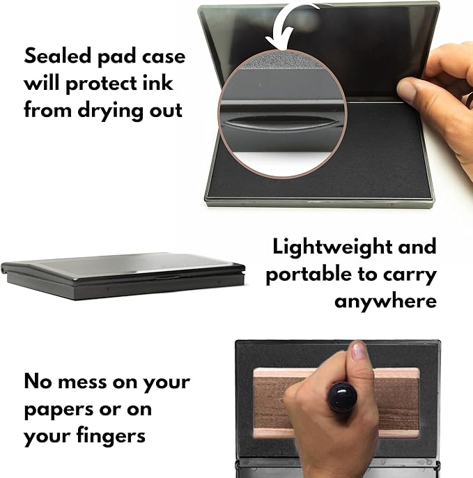 Ink Pad for Rubber Stamps, Stamp Pad for Clear Impression Stamping, Quality Felt Pad Black Ink, Red Ink, Blue Ink (Black, L (3.5 * 6.3))