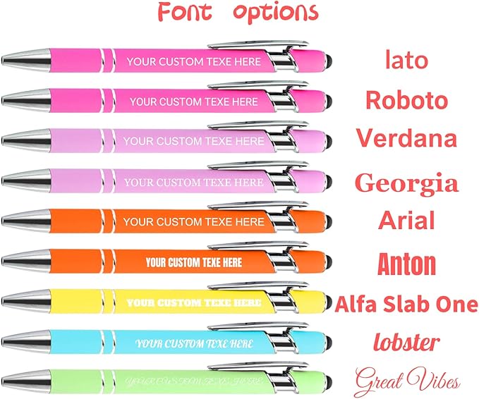 Up to 480 Pcs Personalized Pens in Bulk, Custom Metallic Printed Name Pens with Black Ink, Customized Pens Bulk with Stylus-Great Gift Ideas(Macaroon 6 Color)