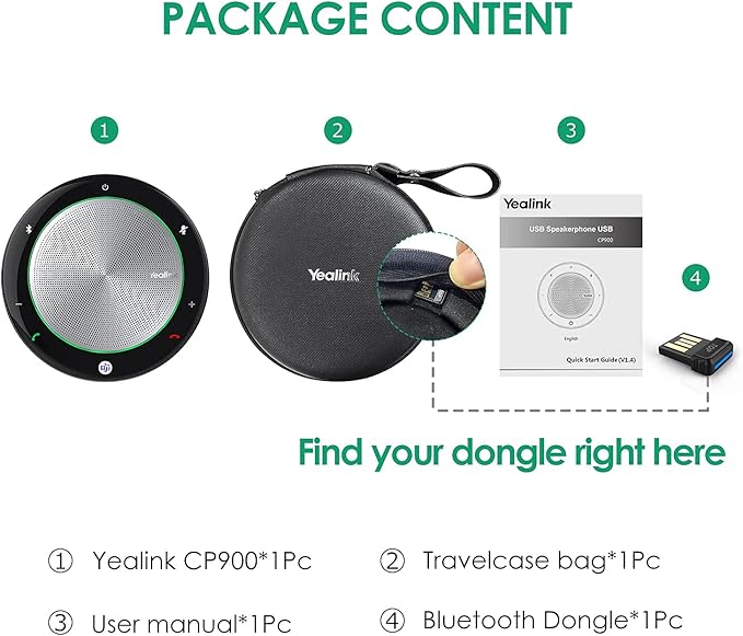 Yealink Bluetooth Speakerphone Conference Microphone Teams-Certified CP900 Enhanced Noise Reduction Algorithm Home Office 360° Voice Pickup