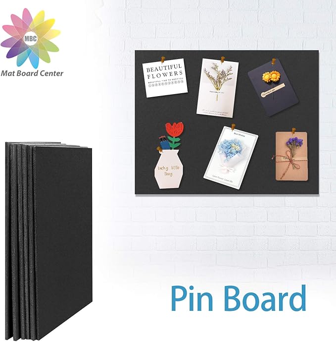 Mat Board Center, Pack of 10 Acid-Free Foam Boards, 11x14 inch Black Foam Boards, 3/16" Thick