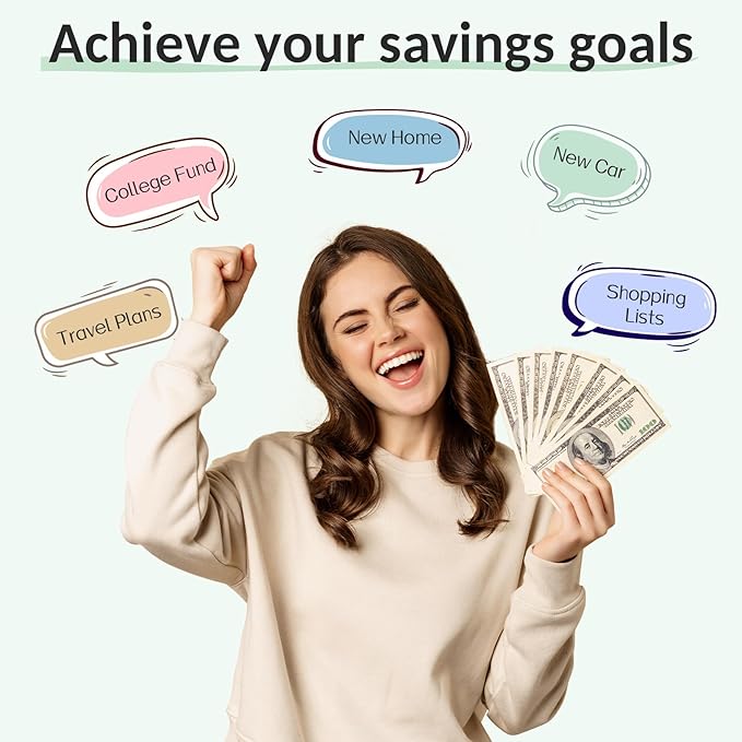 Sooez Savings Challenges Book with Extra Pocket Storage, Zipper Closure 100 Envelopes Money Saving Challenge, PU Saving Binder with Cash Envelope & Laminated Tracker for Cash Bill, 8.3”x 10.5” Black