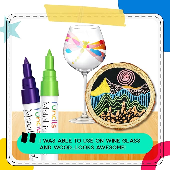 Metallic Liquid Chalk Markers for Chalkboard Signs, Blackboard, Window, Labels, Bistro, Glass, Car (10 Pack, 1mm) - Wet Wipe Erasable Ink Chalkboard Markers, Extra Fine Tip Liquid Chalk Pens