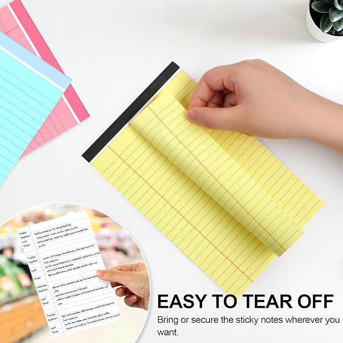 Utron 6 PCS Small Legal Pads 5x8 Colorful, Narrow Ruled Small Note Pads 5x8, Micro Perforated Writing Pad, College Ruled Legal Notepads 5x8 for Study, Office, To-Do Lists(30 Sheets/Small Notepad)