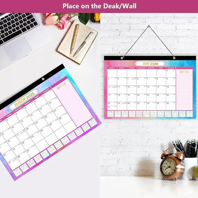 GuassLee Desk Calendar 2025-2026 - 18 Monthly Calendar from Jan. 2025 to Jun. 2026, 11"x17" Large Desktop Calendar with Thick Paper, Corner Protectors for Desk Home Office Easy Planning